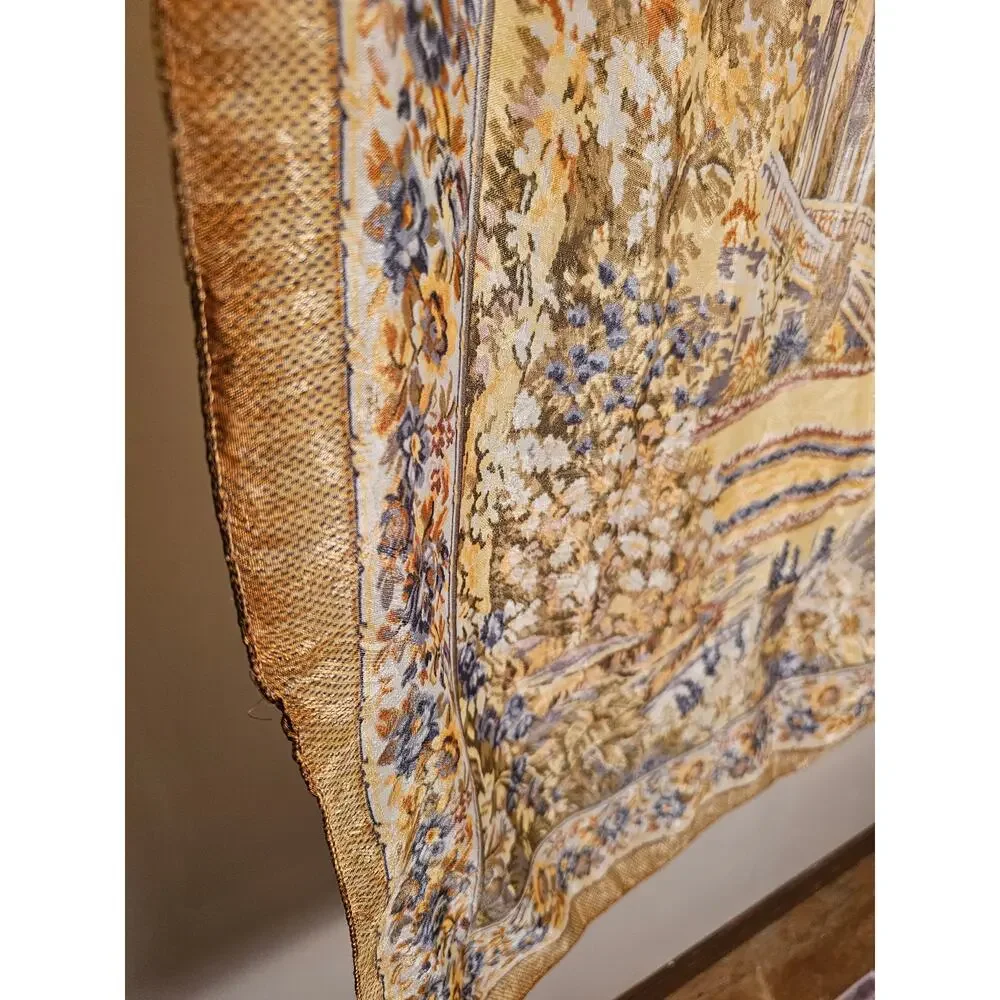 Roman Ruins Made in Italy Square Scarf on Damask Material